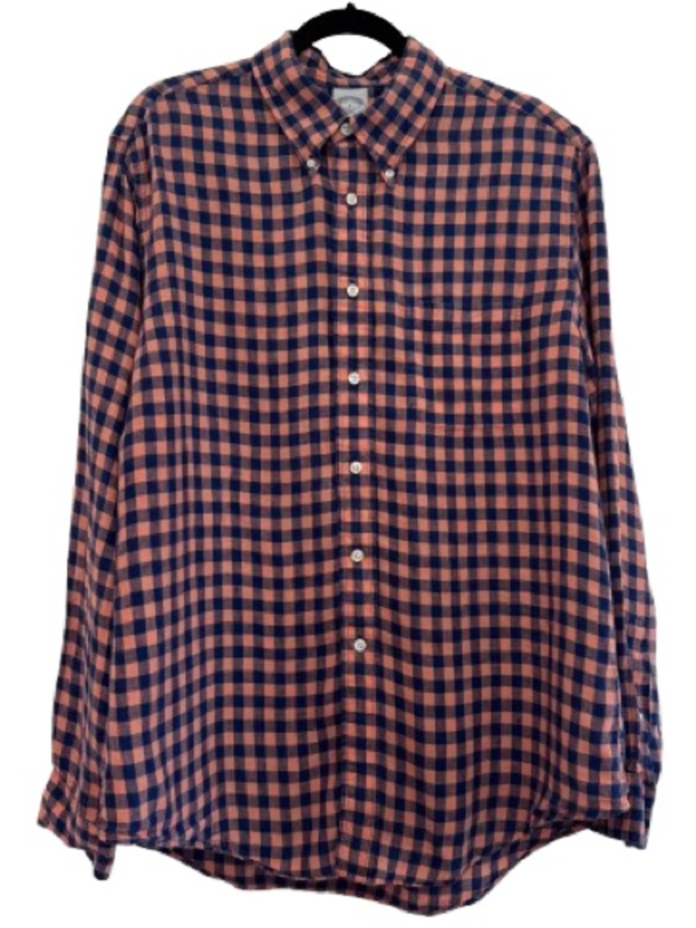 Brooks Brothers The Original Polo Shirt 346 All Linen Pink Blue Slim Fit Plaid